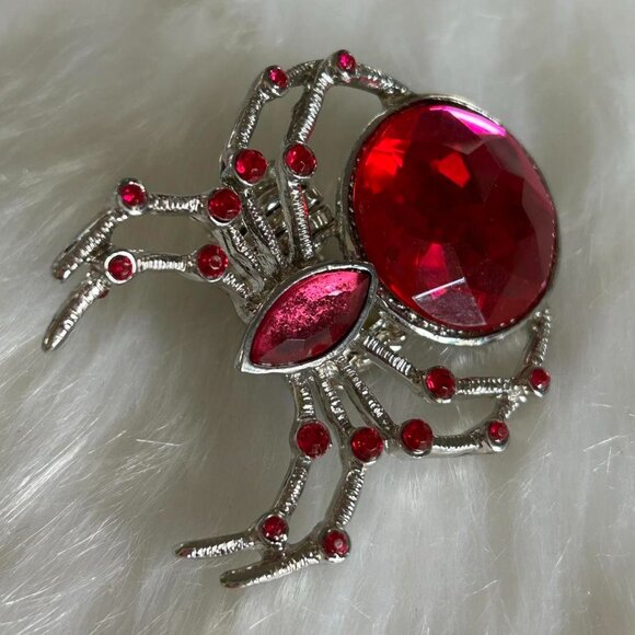 Hot Pink and Silver Stretchy Statement Ring - Picture 1 of 4